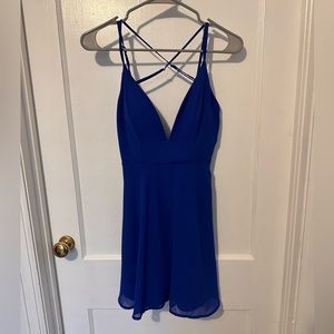 Cobalt blue a-line dress, spaghetti straps